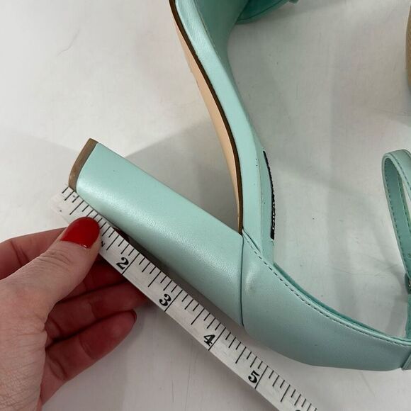 NWOT Nine West Womens Mindful Chain Square‎ Toe Heeled Sandals Mint Green Size 8 - Picture 11 of 11
